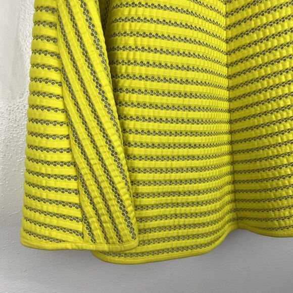 H&M Skirt Women 6 Yellow Grey Eyelet Midi A-Line Bright Casual Bottoms - Picture 10 of 12